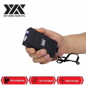 DZS Rechargeable Black Stun Gun with Safety Disable Pin LED Flashlight