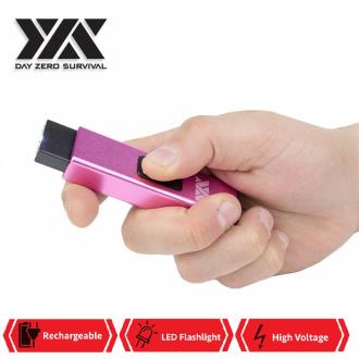 DZS Rechargeable Micro USB Self Defense Pink Stun Gun With LED Light