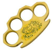 BR-249-M-BD-GRN - Dalton 10 oz Real Brass Knuckles Buckle Paperweight Heavy Duty Mad Dog Green