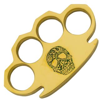 Dalton 10 Ounce Real Brass Knuckles Buckle Paperweight Skull Green