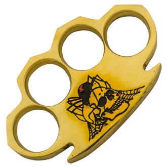Dalton 10 Ounce Real Brass Knuckles Buckle Paperweight Skull Spider Black