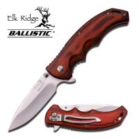 ER-A004SW - Elk Ridge Ballistic Spring Assisted Knife - Brown Pakkawood