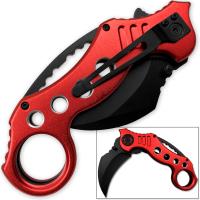 ET01RD - Tactical Extreme Karambit Knife Spring Assisted Blade Red Handle
