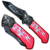 EW-0263RD - Custom Tribal Folding Knife - Tactical Red Wolf
