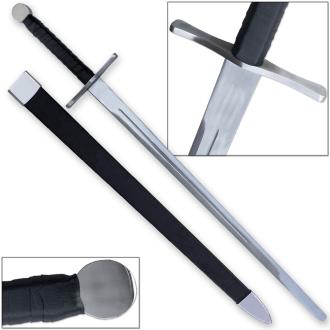 Knightly Medieval Crossguard Longsword 45.5in Sword with Wrapped Wooden Scabbard