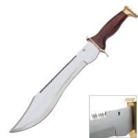 EW-3031W - Jungle Bowie Hunting Knife Hardwood Handle 17in Overall Super Sharp Sawback