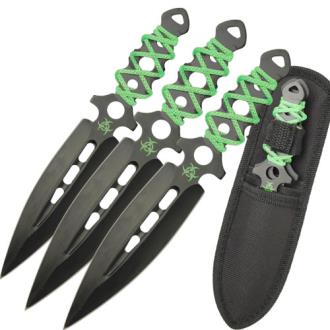 Airborne Biohazard Zombie Throwing Knife Set Black W HiVis Green Trim
