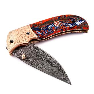 White Deer Custom Hand Made Executive Series Damascus Folding Knife