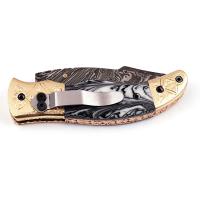 FDM-05 - White Deer Executive Series White Black Damascus Folding Knife