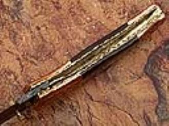 Executive Series Bakelite Folding Damascus Knife Solid Brass Engraved Bolster