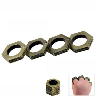 Hexagon Kung Fu Finger Magic Ring Self Defense Brass Knuckle Survival Tool