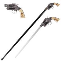 4B1-SI18400-BTK - Billy the Kid Revolver Gun Handle Sword Cane