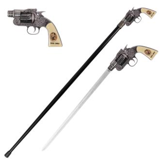 Jesse James Revolver Gun Handle Sword Cane