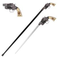 4B1-SI18400-JJ - Jesse James Revolver Gun Handle Sword Cane