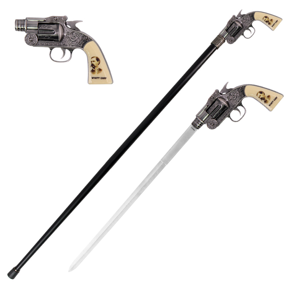Wyatt Earp Revolver Gun Handle Sword Cane