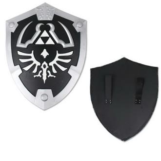 Black Dark Master Legend of Zelda Foam Shield with Strap Link Hylian LARP Battle Ready