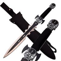 FM-681BK - Demon Skull Gladius FANTASY SHORT SWORD FULL TANG BLACK w Sheath