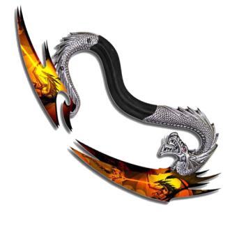 Gun Metal Dragon Handle Double Bladed Fantasy Dagger