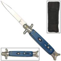GBS24 - Shark Tail Stiletto Auto Knife Blue Handle