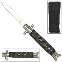 GBS26 - Italian Checkered Handle Stiletto Mob Knife