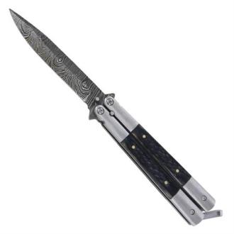 Inkwell Damascus Balisong Butterfly Pocket Knife
