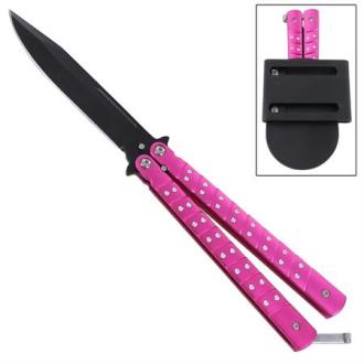 Studded Butterfly Knife Pink