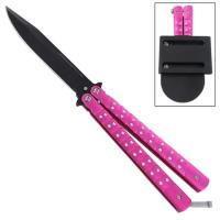 GBS56BF - Studded Butterfly Knife Pink