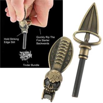 Gothic Skull Magnesium Flint Fire Strike Antique Brass IN7204 - Swords Knives and Daggers Miscellaneous