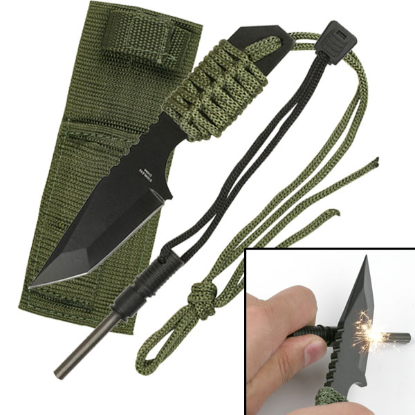 Fire Starter Hunting Camping Knife W/Flint - 5MM Thick Blade