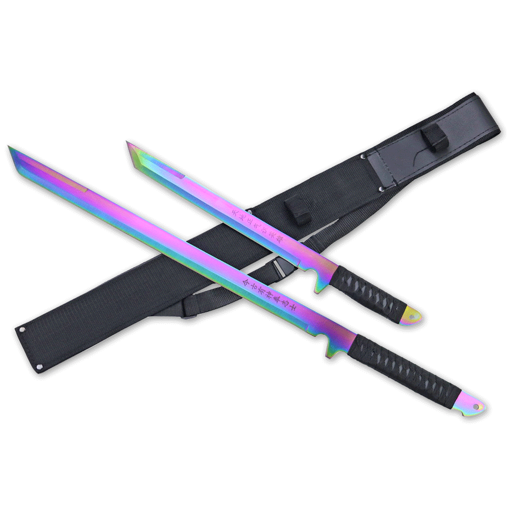 27 Fantasy Master Full Tang Rainbow Ninja Sword With Throwing Knives