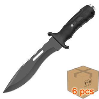 Case of 6pcs Ultimate Extractor Bowie Survival Knife Black w sheath
