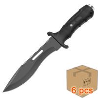 HK-10811_6pcs - Case of 6pcs Ultimate Extractor Bowie Survival Knife Black with sheath
