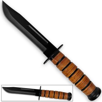 US Navy Reproduction WWII Fighting Knife Kabar-Style Combat Type Leather Grip