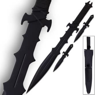Ninja Sword & Throwing Knives Set Night Ops Covert w Sheath