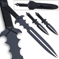 HK-626 - Undead Slayer Set Ninja Sword 2 Thrower Knives Shoulder Sheath
