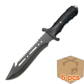 Case of 6pcs Tactical Combat Hunting Knife with Glass Breaker