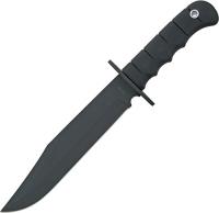 HK117-140A - Defender Bowie Knife Camping Hunting Hiking Survival All Black Rubberized Grip