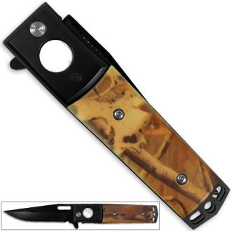 Kennesaw Battlefield Natural Camo Grip Folding Knife Very Sharp 9in