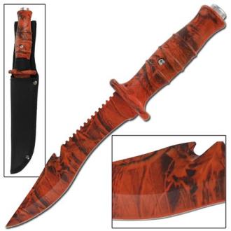 Master Survival Outdoor Hunter Orange Camo Bowie Knife 45146-10 - Knives