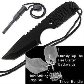 Survival Tanto Emergency Fire Starter Hunting Knife P491RD - Knives