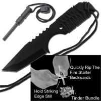 P491RD - Survival Tanto Emergency Fire Starter Hunting Knife P491RD - Knives