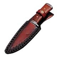 HKD2269 - Oracle Woodsman Damascus Steel Hunting Knife Wooden Handle Sheath Included