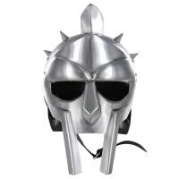 HM-0925 - Gladiator Maximus Roman Spiked Helmet Functional 18ga Carbon Steel