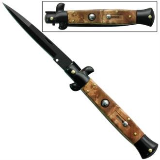 Il Grande Italian Milano Stiletto Black Oak Automatic Knife A155LB - Automatic Knives
