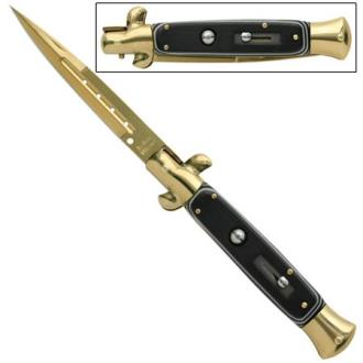 Il Grande Italian Milano Stiletto Gold Whitewall Automatic Knife A155BLG - Automatic Knives