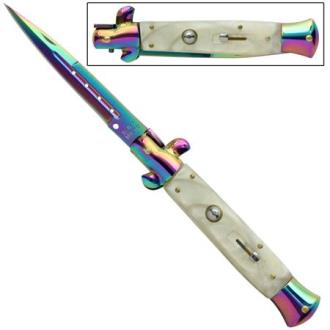 Il Grande Italian Milano Stiletto Switchblade Titanium Pearl Automatic Knife A155DLR - Automatic Knives