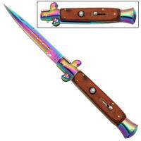 A155BKAR - Il Grande Italian Milano Stiletto Switchblade Rosewood Titanium Automatic Knife A155BKAR - Automatic Knives