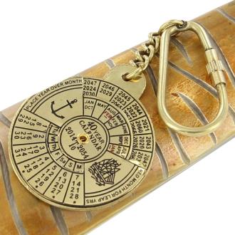 40 Year Calendar Brass Keychain