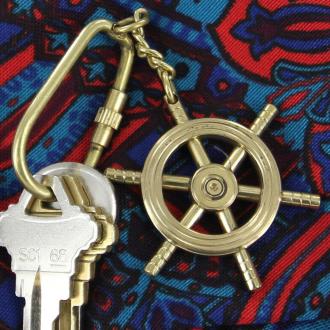 Ships Wheel Brass Keychain