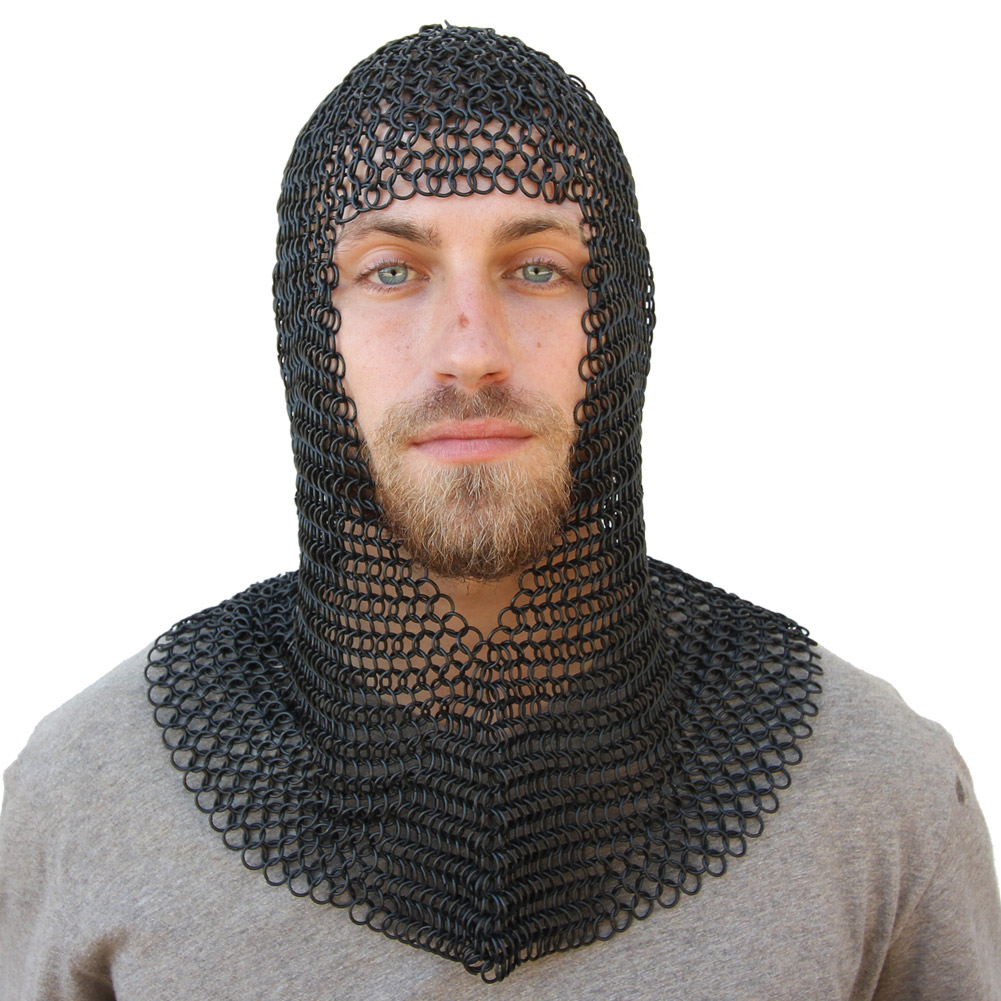 Medieval Blackened Chainmail Coif